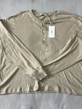 Buck Mason Men’s Concrete Slub L/S Henley Sz XL MSRP $68 [DA2]